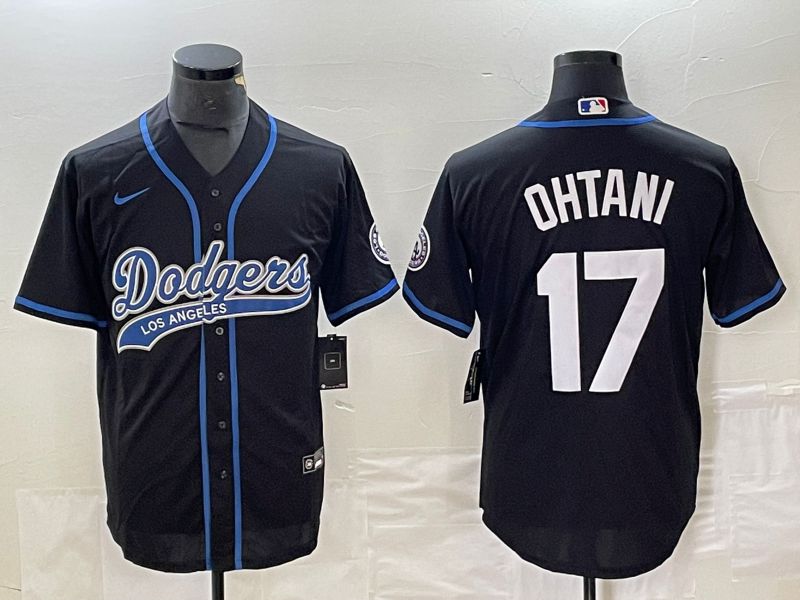 Men Los Angeles Dodgers 17 Ohtani Black Nike Game MLB Jersey style 1